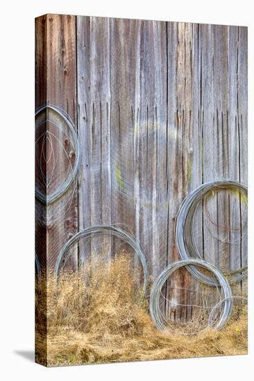 Wire Coiled on Barn Wall, Petersen Farm, Silverdale, Washington, USA-Jaynes Gallery-Premier Image Canvas