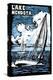 Wisconsin - Lake Mendota - Sailboat - Scratchboard-Lantern Press-Stretched Canvas