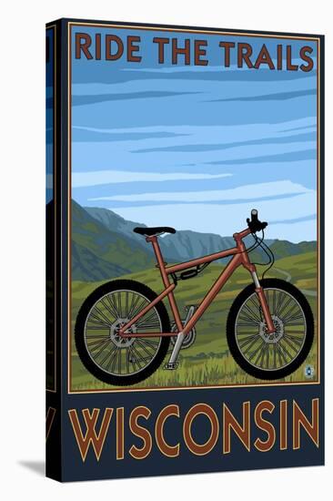Wisconsin - Mountain Bike Scene - Ride the Trails-Lantern Press-Stretched Canvas