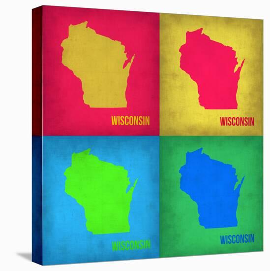 Wisconsin Pop Art Map 1-NaxArt-Stretched Canvas