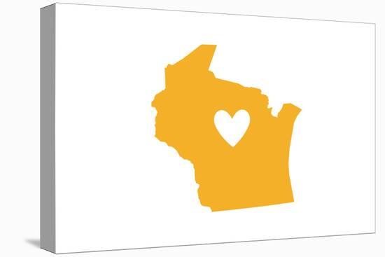 Wisconsin - State Outline and Heart-Lantern Press-Stretched Canvas