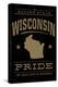 Wisconsin State Pride - Gold on Black-Lantern Press-Stretched Canvas