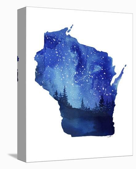 Wisconsin State Watercolor-Jessica Durrant-Stretched Canvas