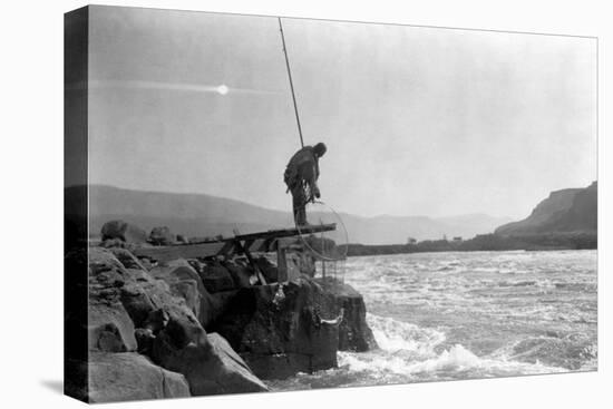 Wishham Fishing Platform-Edward S. Curtis-Stretched Canvas