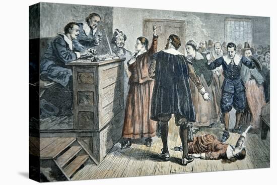 Witches of Salem - a Girl Bewitched at a Trial in 1692 (Colour Litho)-American-Premier Image Canvas