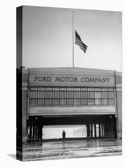 With Flag at Half Staff, the Ford Plant Is Deserted for Henry Ford's Funeral-Ralph Morse-Premier Image Canvas