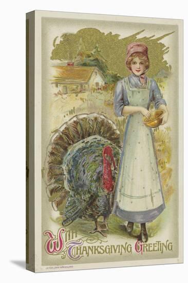 With Thanksgiving Greeting Postcard-null-Premier Image Canvas