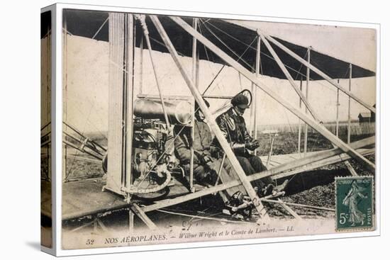 With the Comte de Lambert at the Controls of One of His Biplanes at a French Aviation Meeting-null-Stretched Canvas