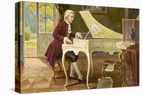 Wolfgang Amadeus Mozart the Austrian Composer Playing an Ornate Harpsichord-T. Beck-Premier Image Canvas