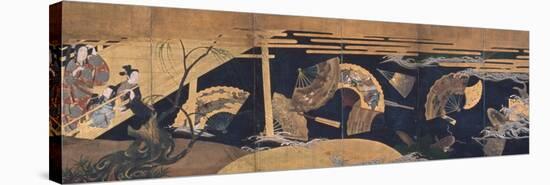 Woman Admiring Floating Fans, Screen, Edo Period-Anonymous-Premier Image Canvas