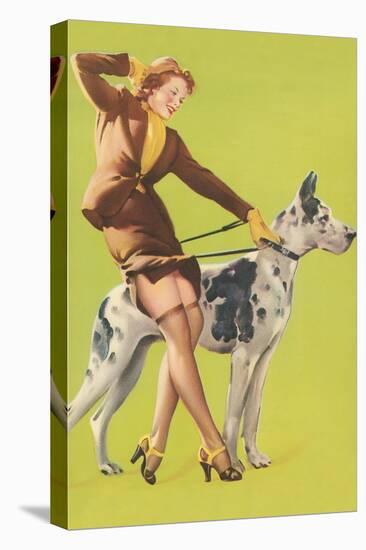 Woman and Great Dane-null-Stretched Canvas