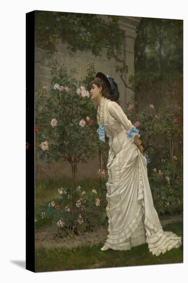 Woman and Roses, 1879 (Oil on Canvas)-Auguste Toulmouche-Premier Image Canvas