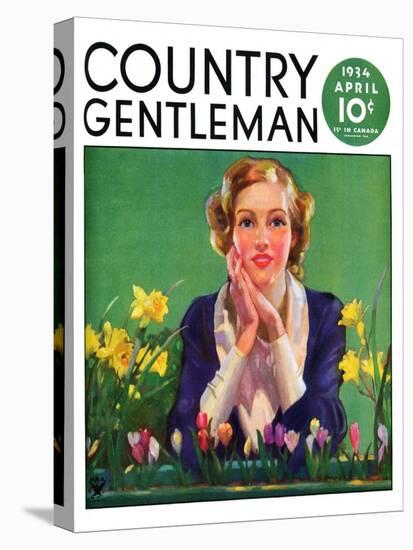 "Woman and Spring Flower," Country Gentleman Cover, April 1, 1934-null-Premier Image Canvas