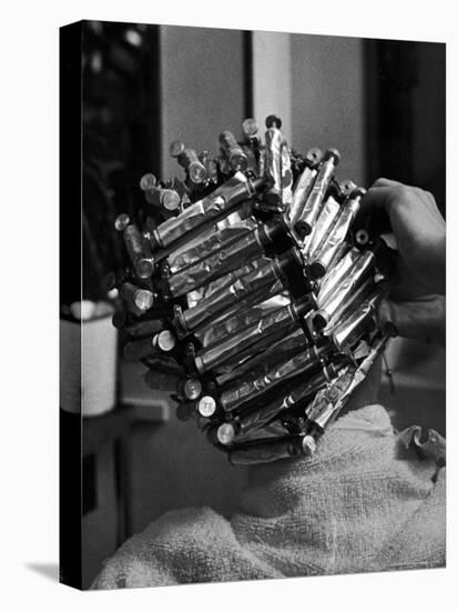 Woman at Beauty Salon in curlers and tinfoil for permanent waves hairstyle in late 30's and 40's-Alfred Eisenstaedt-Premier Image Canvas