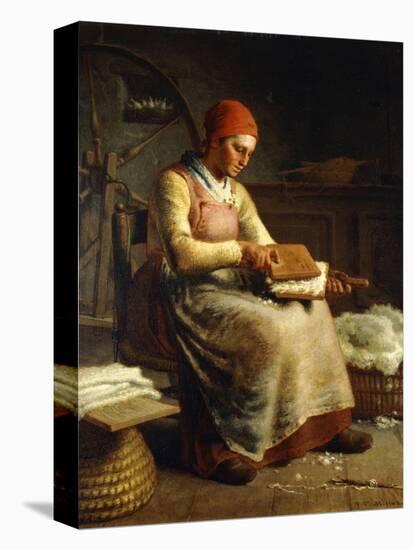 Woman Carding Wool-Jean-François Millet-Premier Image Canvas