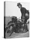 Woman Dispatch Rider Standing Beside Her Motorcycle-Hans Wild-Premier Image Canvas