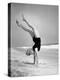 Woman Does Handstand on the Beach (B&W)-Hulton Archive-Premier Image Canvas