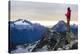 Woman Drinks Her Coffee On Top Of A Mountain In The Morning Looking Out Into The Cascade Mts In WA-Hannah Dewey-Stretched Canvas