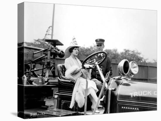 Woman Driving a Firefighter Truck, 20'S-null-Stretched Canvas