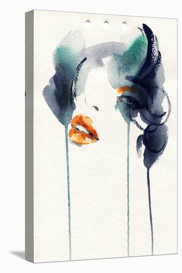 Woman Face. Hand Painted Fashion Illustration-Anna Ismagilova-Stretched Canvas