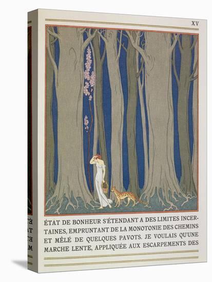 Woman Followed by a Leopard, Illustration from 'Les Mythes' by Paul Valery (1871-1945)-Georges Barbier-Premier Image Canvas