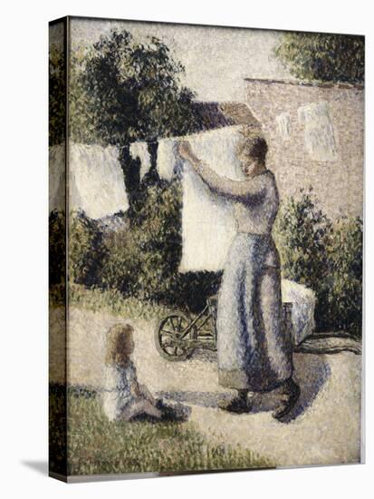 Woman Hanging Laundry-Camille Pissarro-Premier Image Canvas