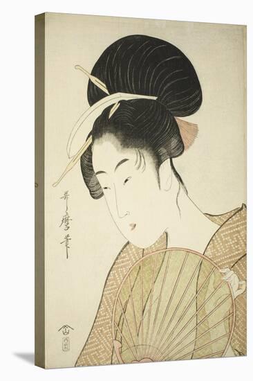 Woman Holding a Round Fan, C.1797-Kitagawa Utamaro-Premier Image Canvas