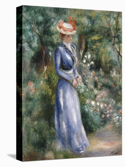 Woman in a Blue Dress Standing in the Garden at Saint-Cloud-Pierre-Auguste Renoir-Premier Image Canvas