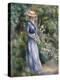 Woman in a Blue Dress Standing in the Garden at Saint-Cloud-Pierre-Auguste Renoir-Premier Image Canvas