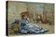 Woman in a Blue Dress under a Parasol, C.1865-Eugène Boudin-Premier Image Canvas