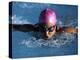 Woman in Action During a Butterfly Swimming Race-null-Premier Image Canvas