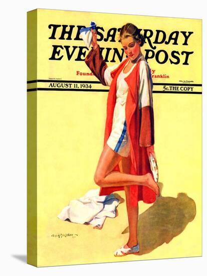 "Woman in Beach Outfit," Saturday Evening Post Cover, August 11, 1934-Charles A. MacLellan-Premier Image Canvas