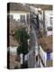 Woman in Narrow Alley with Whitewashed Houses, Obidos, Portugal-Merrill Images-Premier Image Canvas