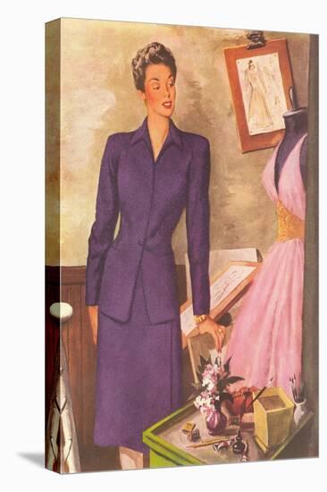 Woman in Purple Suit-null-Stretched Canvas