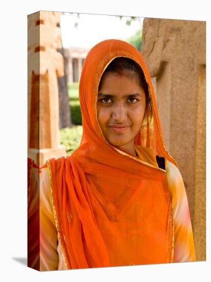 Woman in Sari Dress at Qutub Minar Complex, New Delhi, India-Bill Bachmann-Premier Image Canvas