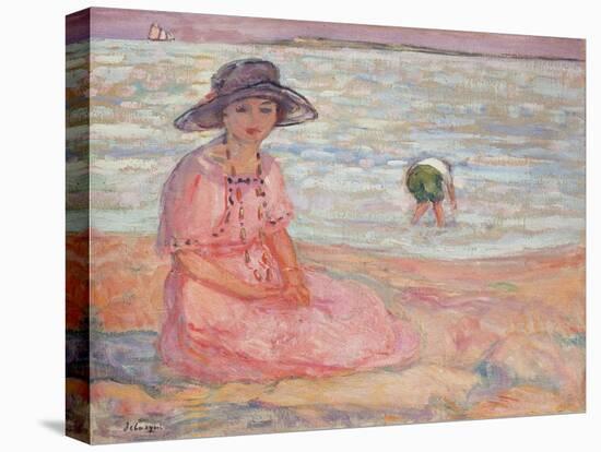 Woman in the Pink Dress by the Sea-Henri Lebasque-Premier Image Canvas