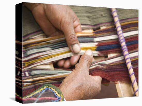 Woman in Traditional Dress, Weaving with Backstrap Loom, Chinchero, Cuzco, Peru-Merrill Images-Premier Image Canvas