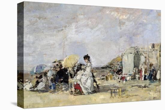 Woman in White on the Beach at Trouville, 1869-Eugène Boudin-Premier Image Canvas