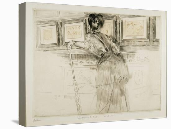 Woman Looking at Watteau Drawings in the Louvre, C. 1895-Paul Cesar Helleu-Premier Image Canvas