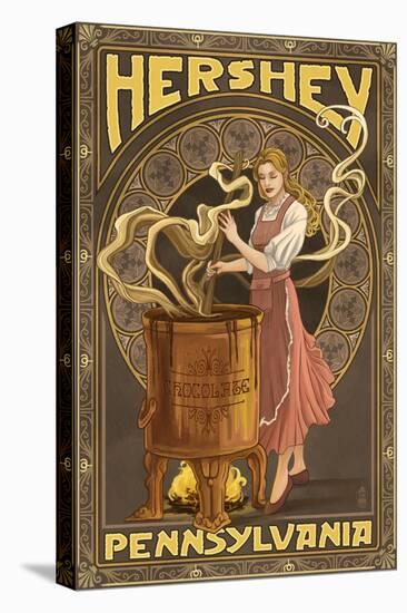 Woman Making Chocolate - Hershey, Pennsylvania-Lantern Press-Stretched Canvas