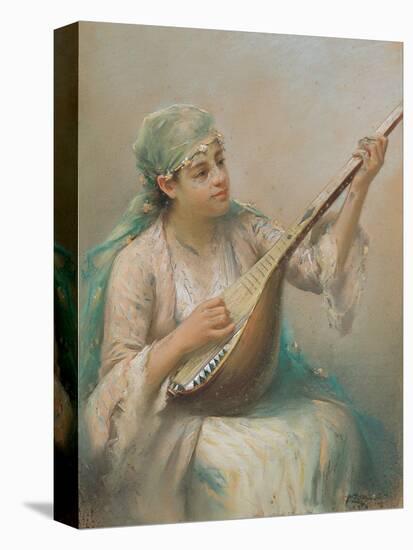 Woman Playing a Lute-Fausto Zonaro-Premier Image Canvas