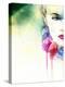 Woman Portrait .Abstract Watercolor .Fashion Background-Anna Ismagilova-Stretched Canvas