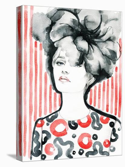 Woman Portrait .Abstract Watercolor .Fashion Background-Anna Ismagilova-Stretched Canvas