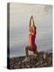 Woman Practicing Yoga on the Riverside, Bainbridge Island, Washington State, USA-null-Premier Image Canvas