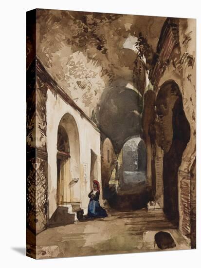 Woman Praying at Vaulted Shrine in the Amphitheatre of Pozzuoli-Giacinto Gigante-Premier Image Canvas