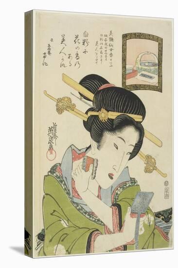 Woman Putting on Face Powder, 1820-1822-Keisai Eisen-Premier Image Canvas