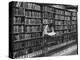 Woman Reading Book Among Shelves on Balcony in American History Room in New York Public Library-Alfred Eisenstaedt-Premier Image Canvas