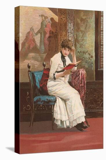 Woman Reading Book-null-Stretched Canvas