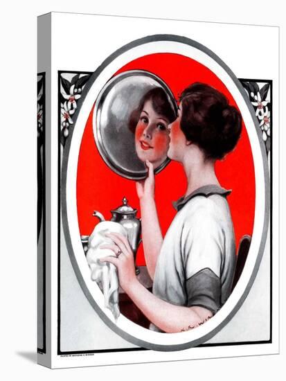 "Woman Reflected in Silver Tray,"March 1, 1924-Katherine R. Wireman-Premier Image Canvas