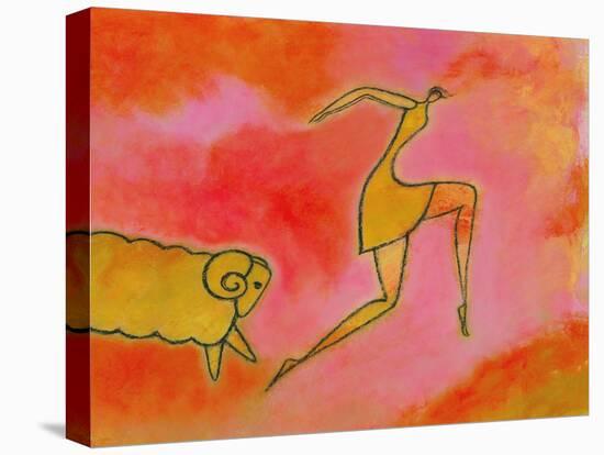 Woman Running from a Ram-Marie Bertrand-Premier Image Canvas